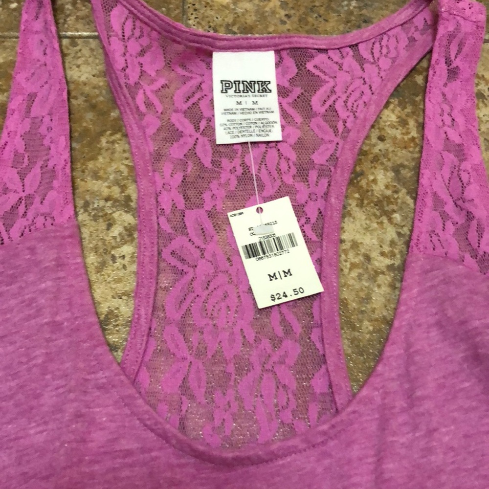 Lace Racerback Pink Tank - Picture 3 of 4